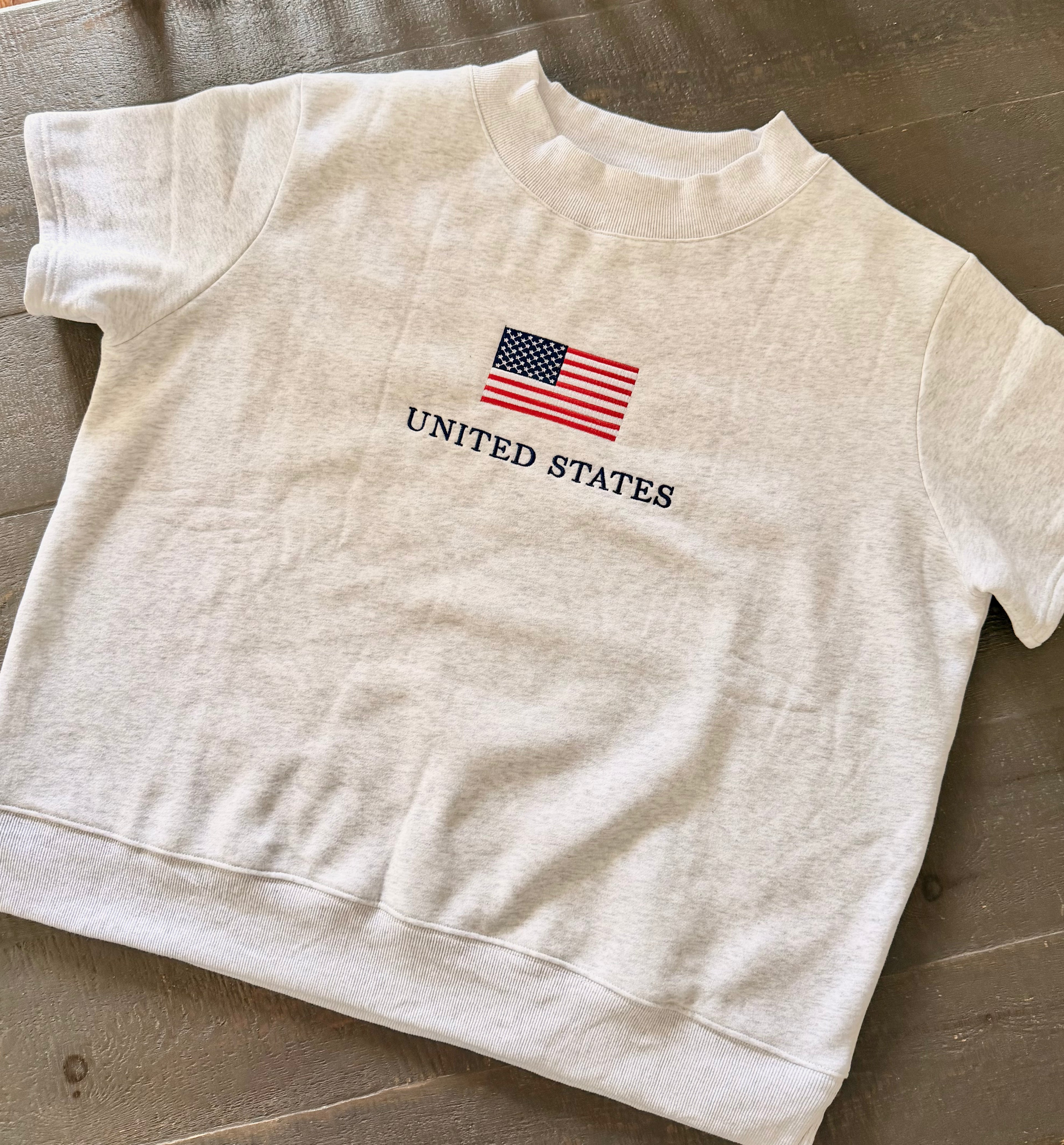 American flag short sleeve mockneck