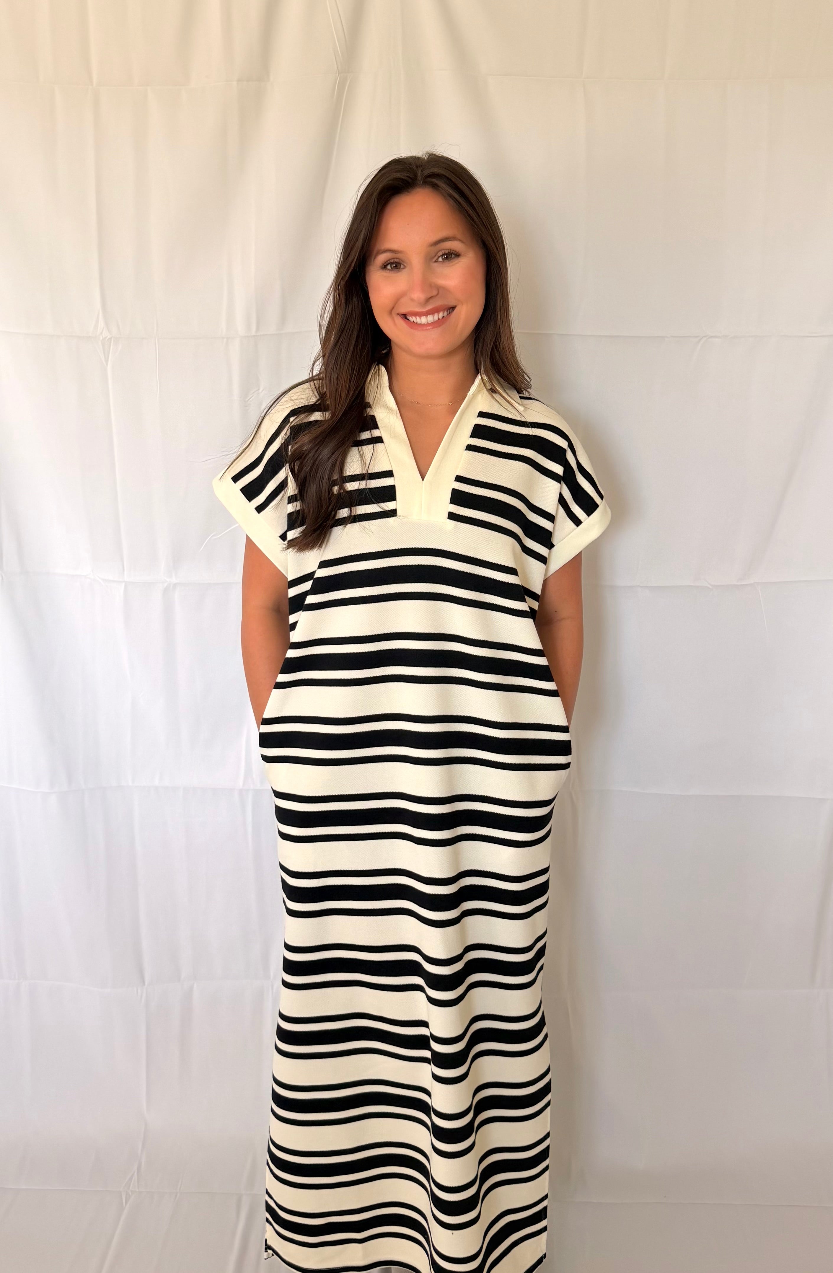 On the Go Striped Midi